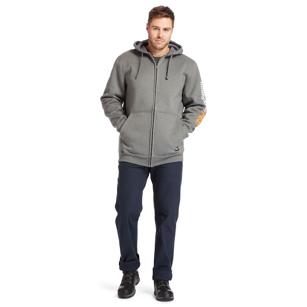 Moletom Masculino - Timberland Pro® Big & Tall Hood Honcho Full-Zip Hoodie - KLOHS5861 - Cinzentas